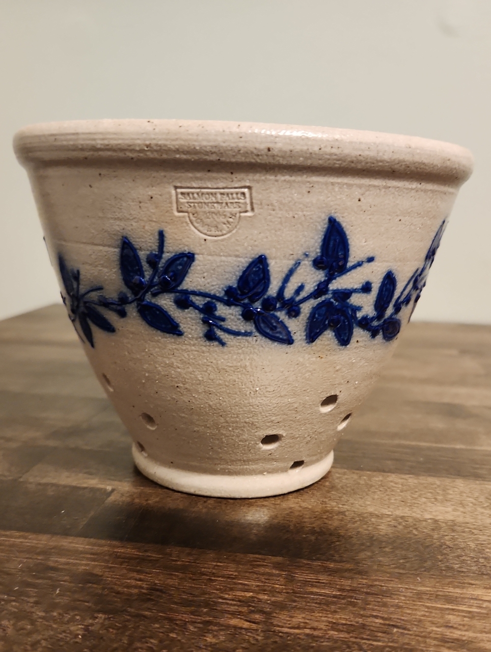 Salmon Falls Salt Glaze Stoneware Berry Bowl Colander